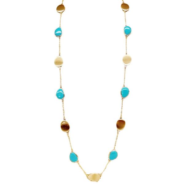 METAL STONE STATION LONG NECKLACE