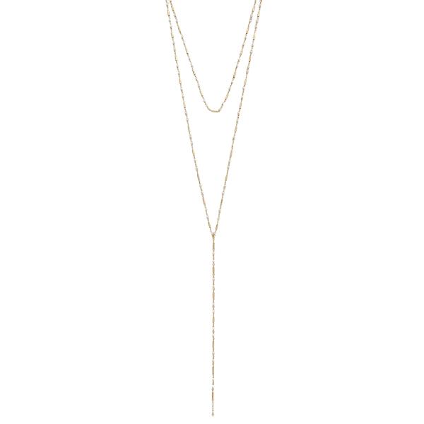 DELICATE LAYER TINY BEAD ACCENT Y NECKLACE
