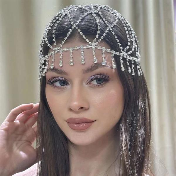 RHINESTONE DRAPED FOREHEAD HEADPIECE