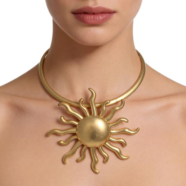 METAL SUN PENDANT COLLAR WIRE METAL NECKLACE