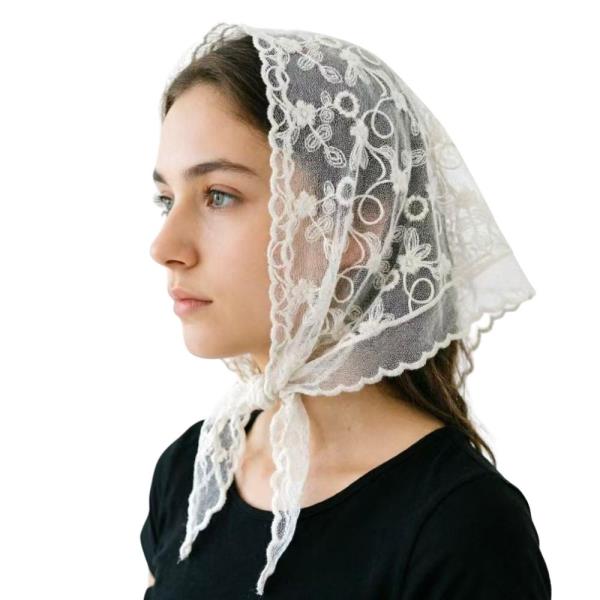 LACE FLORAL EMBROIDERY TRIANGLE HEAD SCARF
