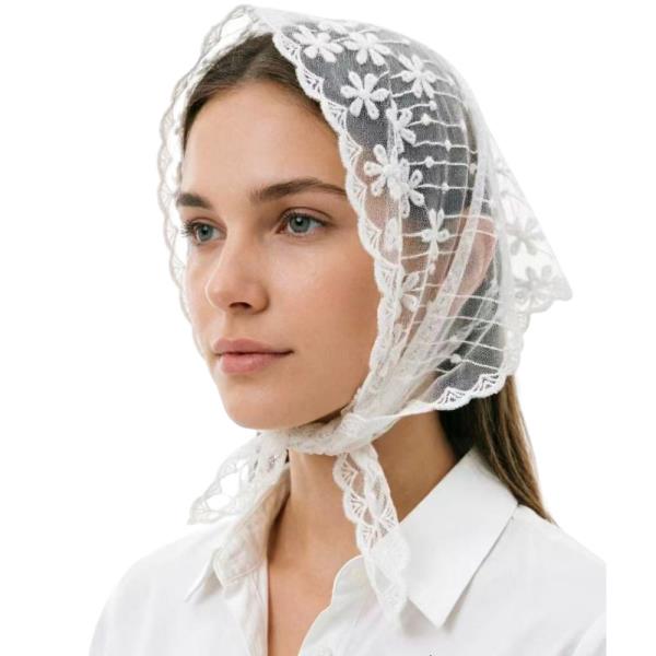 LACE FLORAL TRIANGLE HEAD SCARF