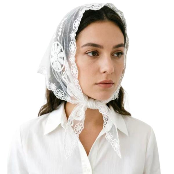 LACE FLORAL TRIANGLE HEAD SCARF