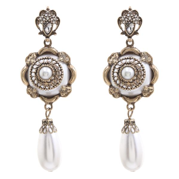 WESTERN PEARL FLOWER TEARDROP DROP EARRING