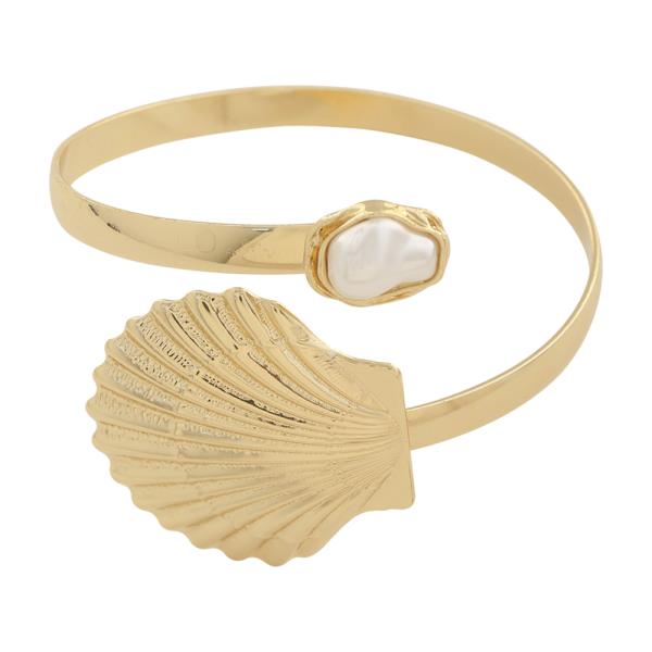 SEALIFE SHELL CRYSTAL OPEN ARM CUFF BRACELET