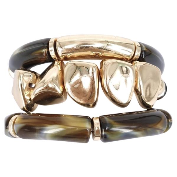 METAL RESIN MULTI STRETCH BRACELET SET