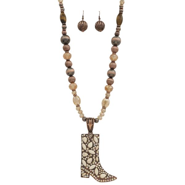WESTERN TURQUOISE HORSESHOE STATEMENT NECKLACE EARRING SET