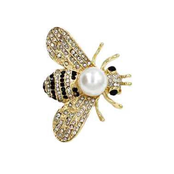 PEARL RHINESTONE BEE BROOCH
