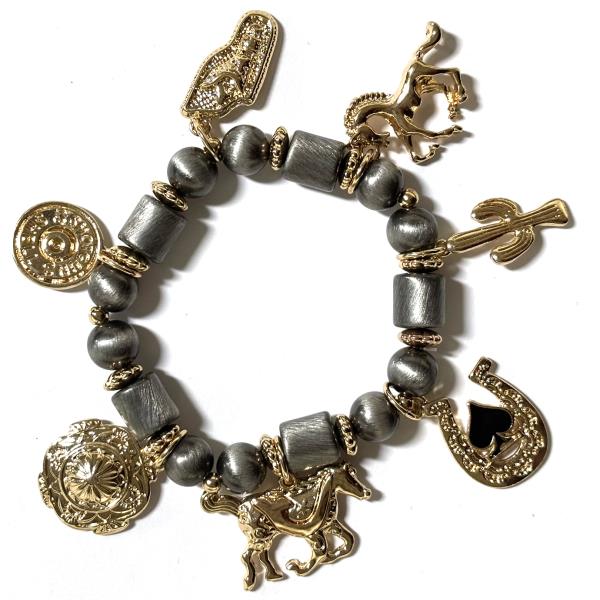 WESTERN MULTI CHARM STRETCH BRACELET