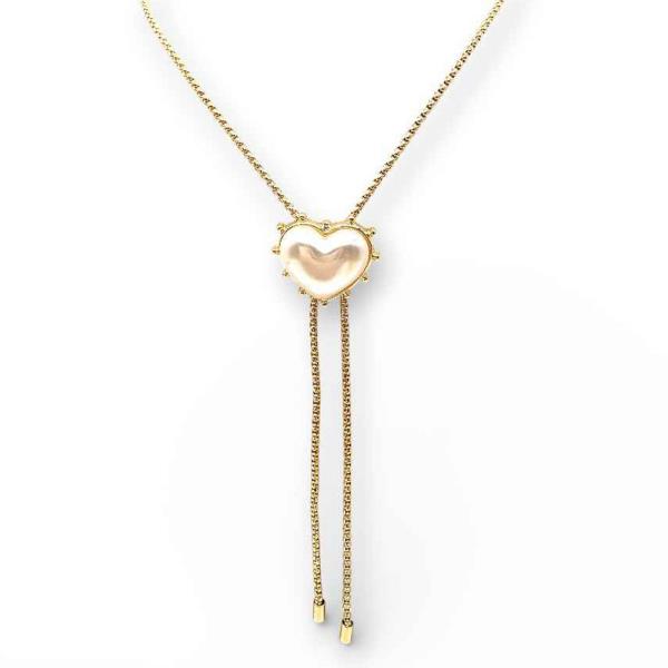 PEARL HEART SLIDE BOLO NECKLACE