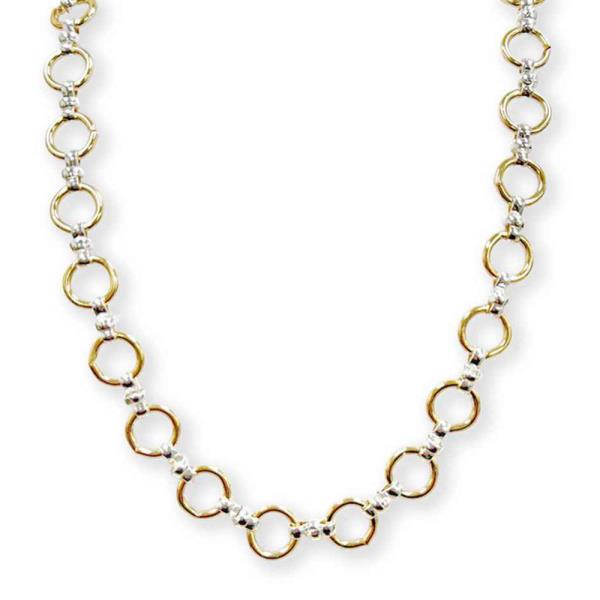 TWO-TONE SMALL ROUND LINK BEAD CHAIN NECKLACE