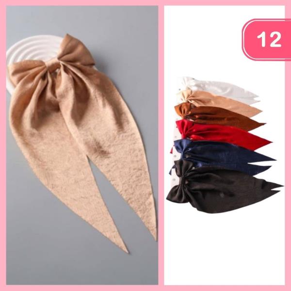 CRUSHED SATIN LONG TAIL HAIR BOW (12 UNITS)