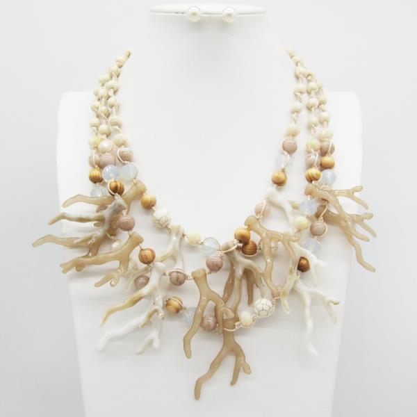 SEALIFE CORAL BEAD STATEMENT NECKLACE