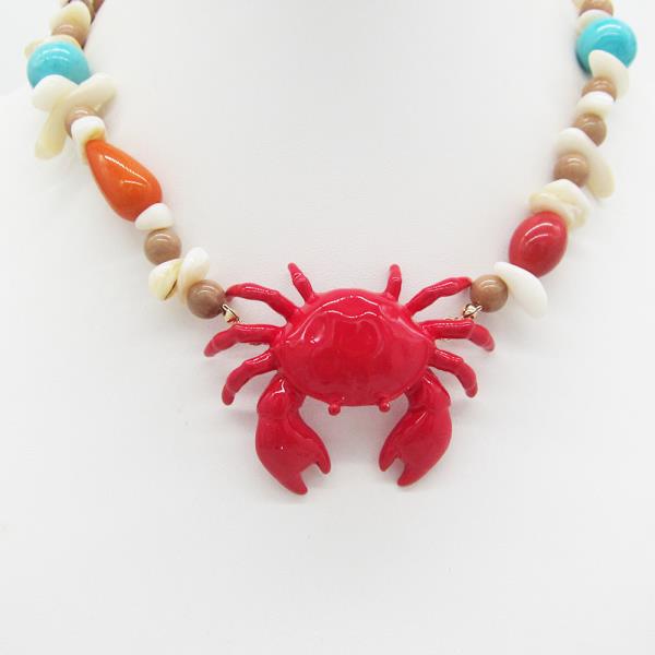 SEA LIFE CRAB SHELL BEAD NECKLACE