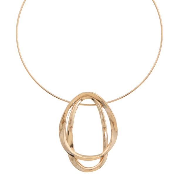 WIRE METAL OVAL PEDNANT NECKLACE