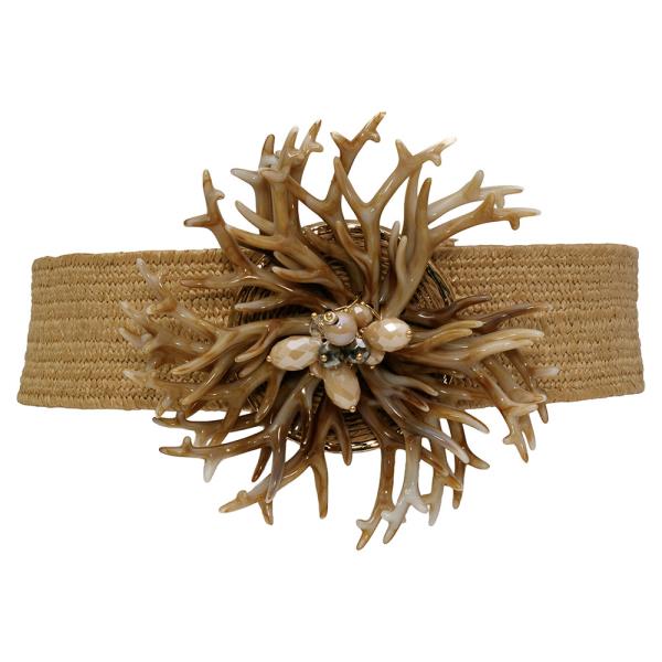 SEALIFE CORAL BEAD STRAW ELASTIC BELT
