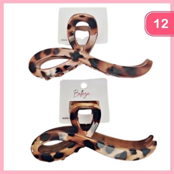 LEOPARD PRINT HAIR CLAW CLIP (12 UNITS)