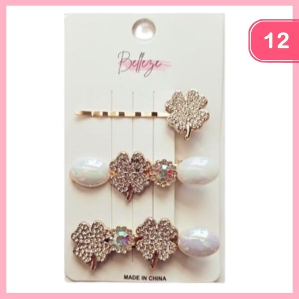 RHIENSTONE PEARL HAIR  CLIP PINS (12 UNITS)