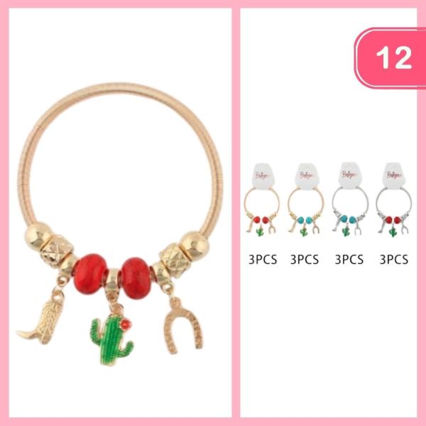 METAL WESTERN CHARM BRACELET (12 UNITS)