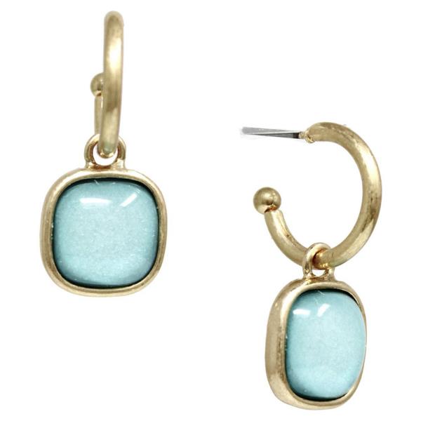 EPOXY STONE HUGGIE HOOP EARRING