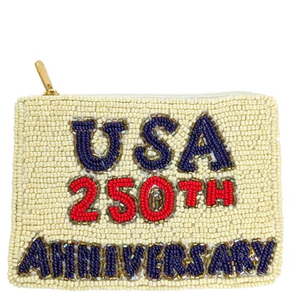 SSED BEAD 250 YEAR US ANNIVERSARY COIN PURSE BAG