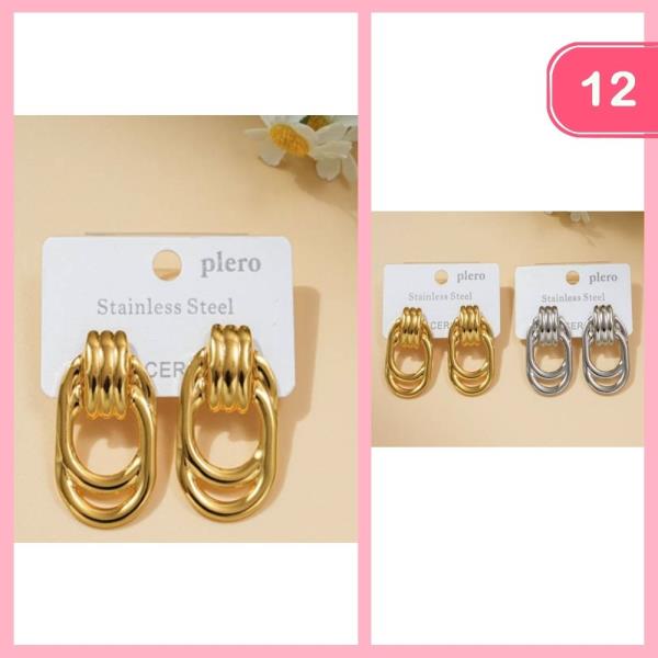 STAINLESS STEEL DOOR KNOCKER POST EARRINGS (12 UNITS)