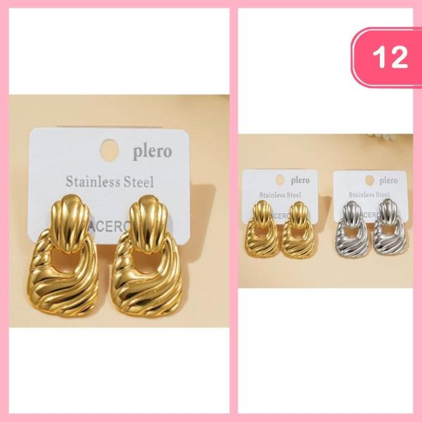STAINLESS STEEL DOOR KNOCKER EARRINGS (12 UNITS)