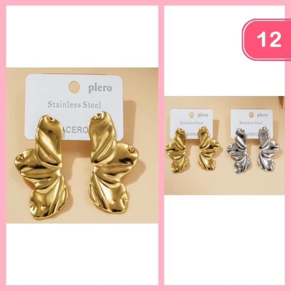 STAINLESS STEEL HALF FLOWER POST EARRING (12 UNITS)