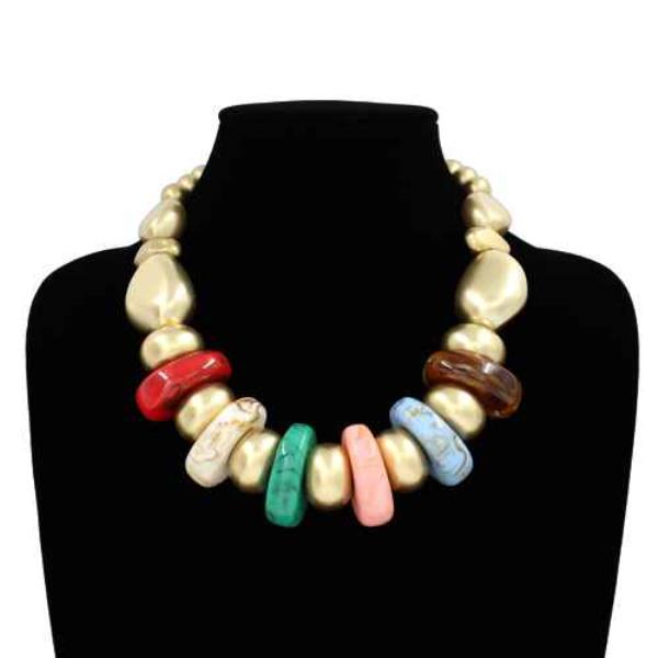 RESIN BEAD STATEMENT NECKLACE
