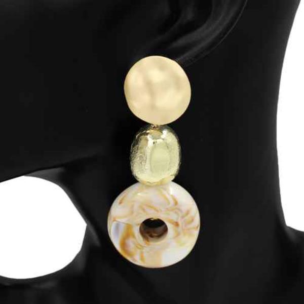 METAL RESIN DISC DROP EARRING