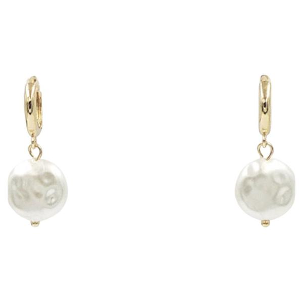 PEARL DROP HOOP EARRING