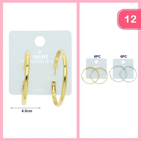 STAINLESS STEEL HOOP EARRING (12 UNITS)