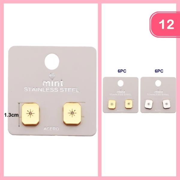 STAINLESS STEEL STARBURST PATTERN POST EARRING (12 UNITS)