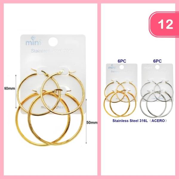 STAINLESS STEEL  HOOP EARRING (12 UNITS)