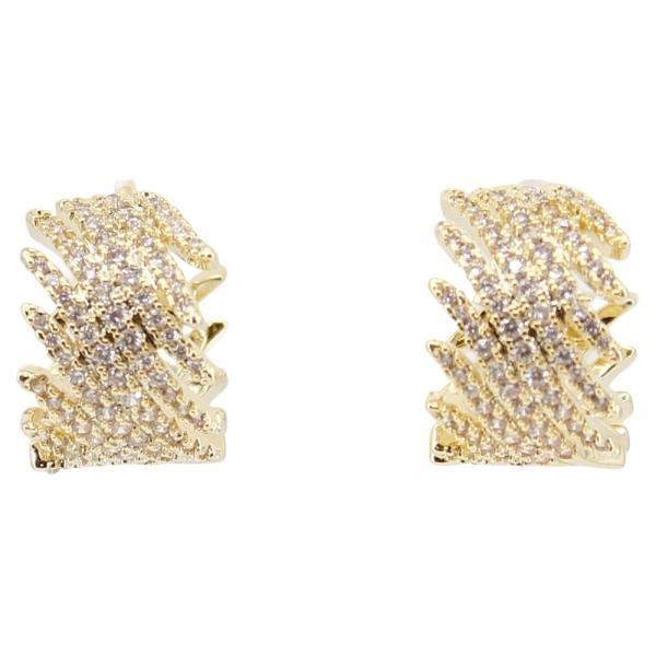 CZ RHINESTONE HOOP EARRING