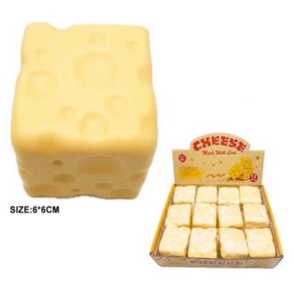 CHEESE CUBE SQUISHY SQUEEZE TOY (12 UNITS)
