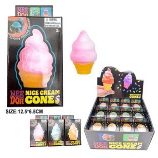 ICE CREAM CONE SQUISHY SQUEEZE TOY (12 UNITS)