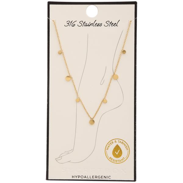 SECRET BOX STAINLESS STEEL CIRCLE DISC ANKLET