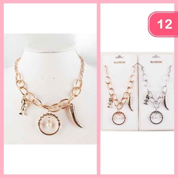 METAL CHARM NECKLACE (12 UNITS)
