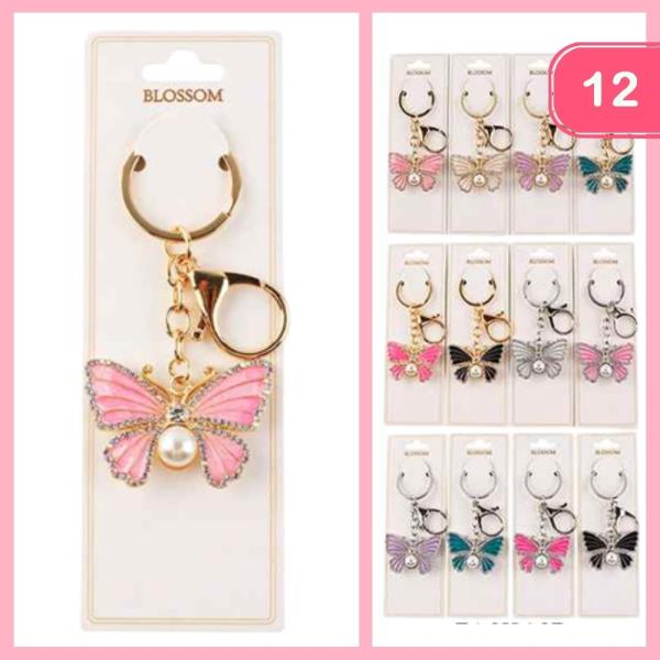 RHINESTONE BUTTERFLY KEYCHAIN (12 UNITS)