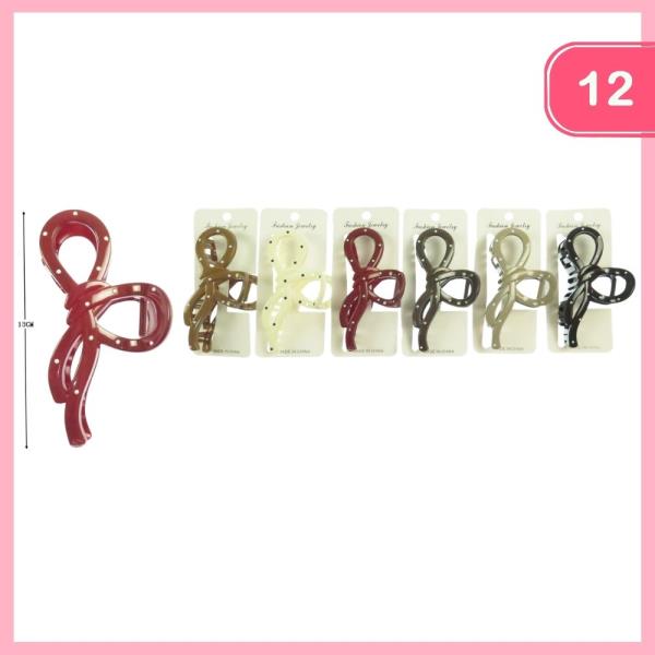 POLKA DOT BOW HAIR CLAW CLIP (12 UNITS)