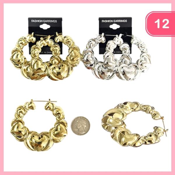 CHUNKY HEART HOOP EARRING (12 UNITS)