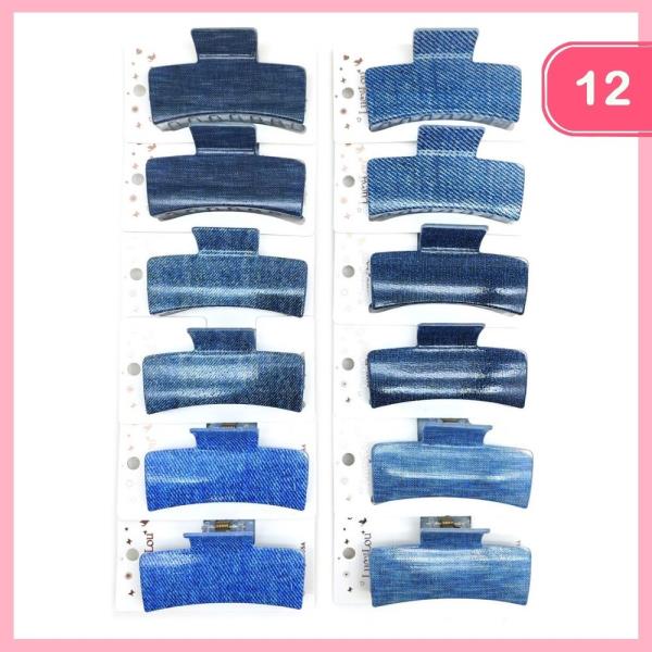 DENIM INSPIRED HAIR CLAW CLIP (12 UNITS)