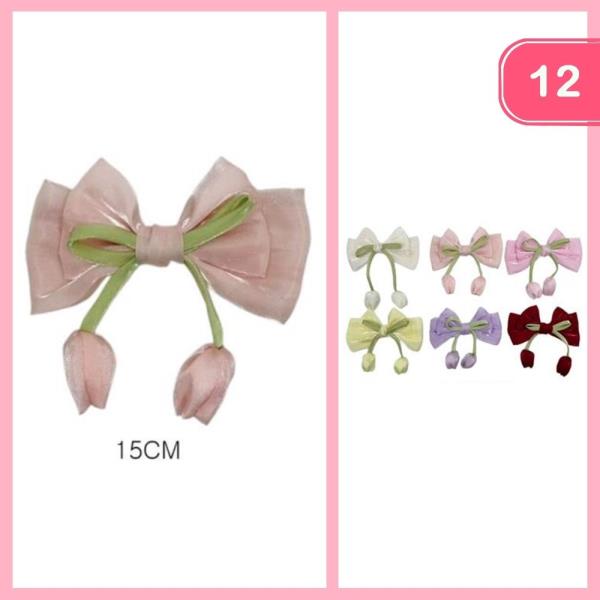 RIBBON HAIR BOW PIN (12 UNITS)
