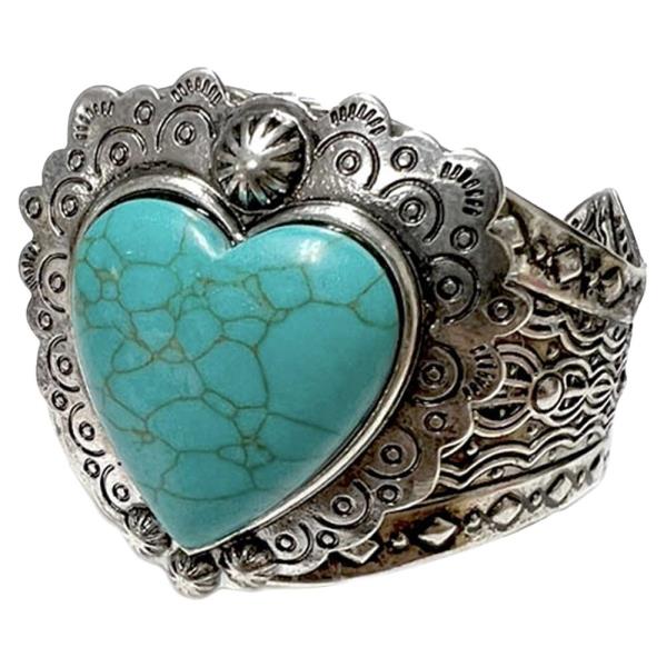 TURQUOISE HEART CUFF BRACELET