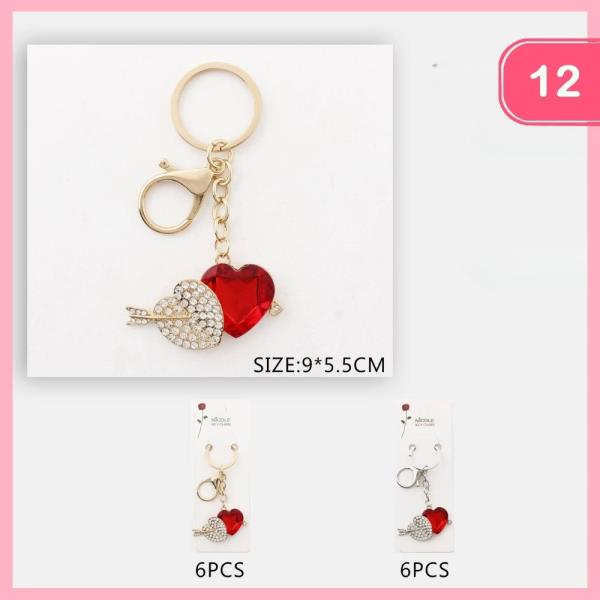 DOUBLE RHINESTONE HEART KEYCHAIN (12 UNITS)