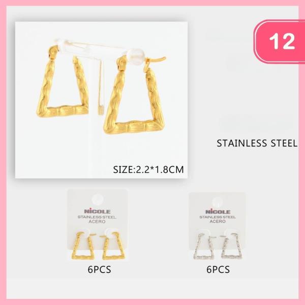 STAINLESS STEEL HOOP EARRING (12 UNITS)
