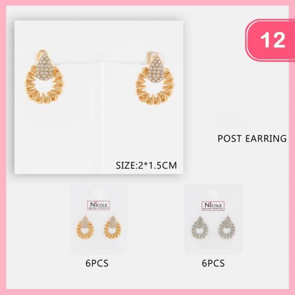 RHINESTONE SWIRL DOOR KNOCKER POST EARRING (12 UNITS)