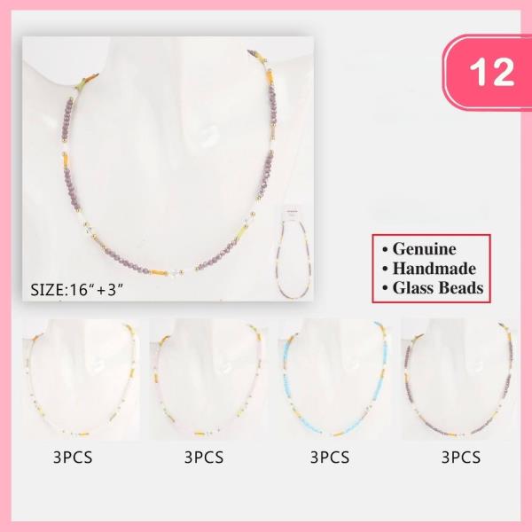 GLASS BEADED NECKLACE (12 UNITS)