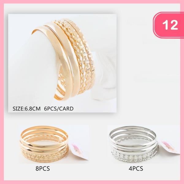 MIXED TEXTURED BANGLE BRACELETS (12 UNITS)